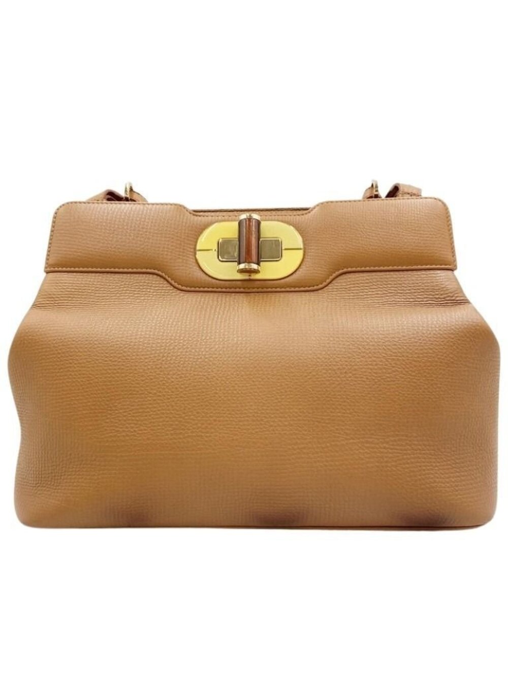 Bvlgari Handbag Isabella Rossellini Beige Leather 2-Way Gold